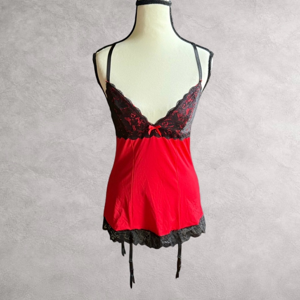 Red and Black Lace Chemise